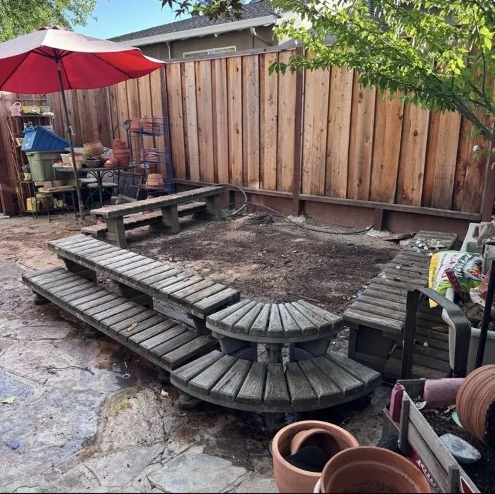 After: the spot where the old hot tub sat, cleared out after removal