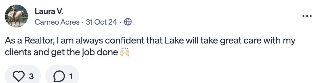 Review from Laura V., Realtor in Cameo Acres