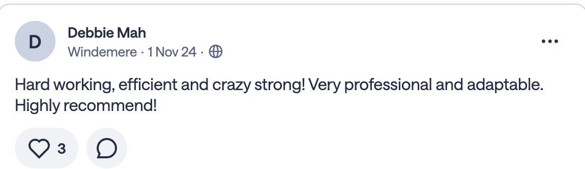 Review from Debbie Mah in Windemere