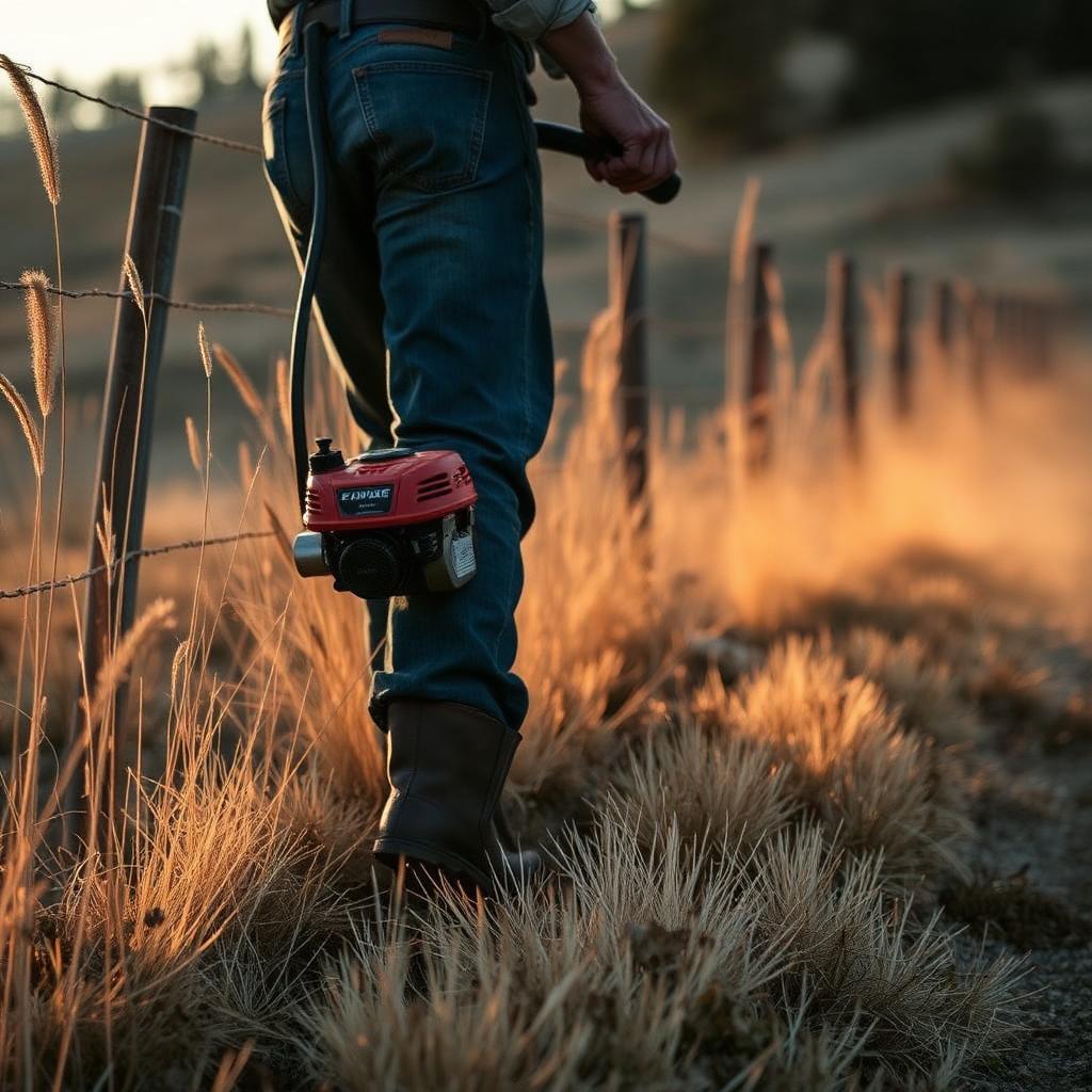 Clearing brush along a fence line