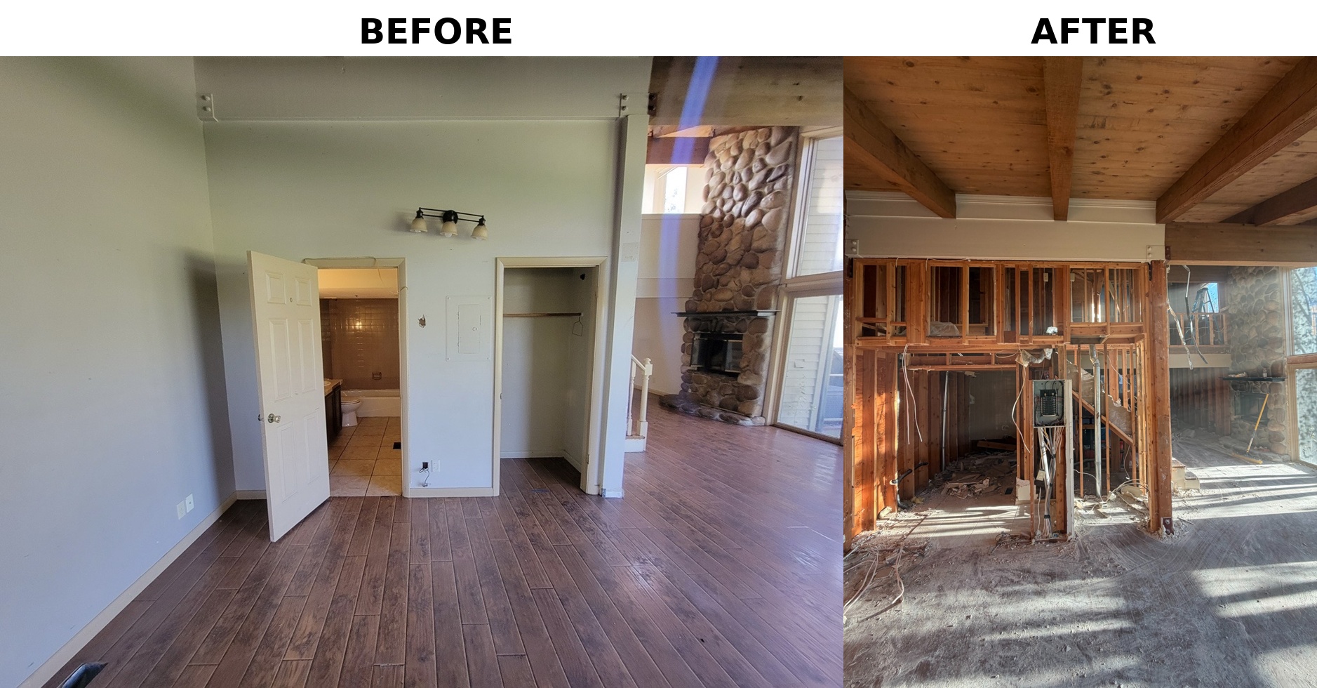 Before and after interior demolition